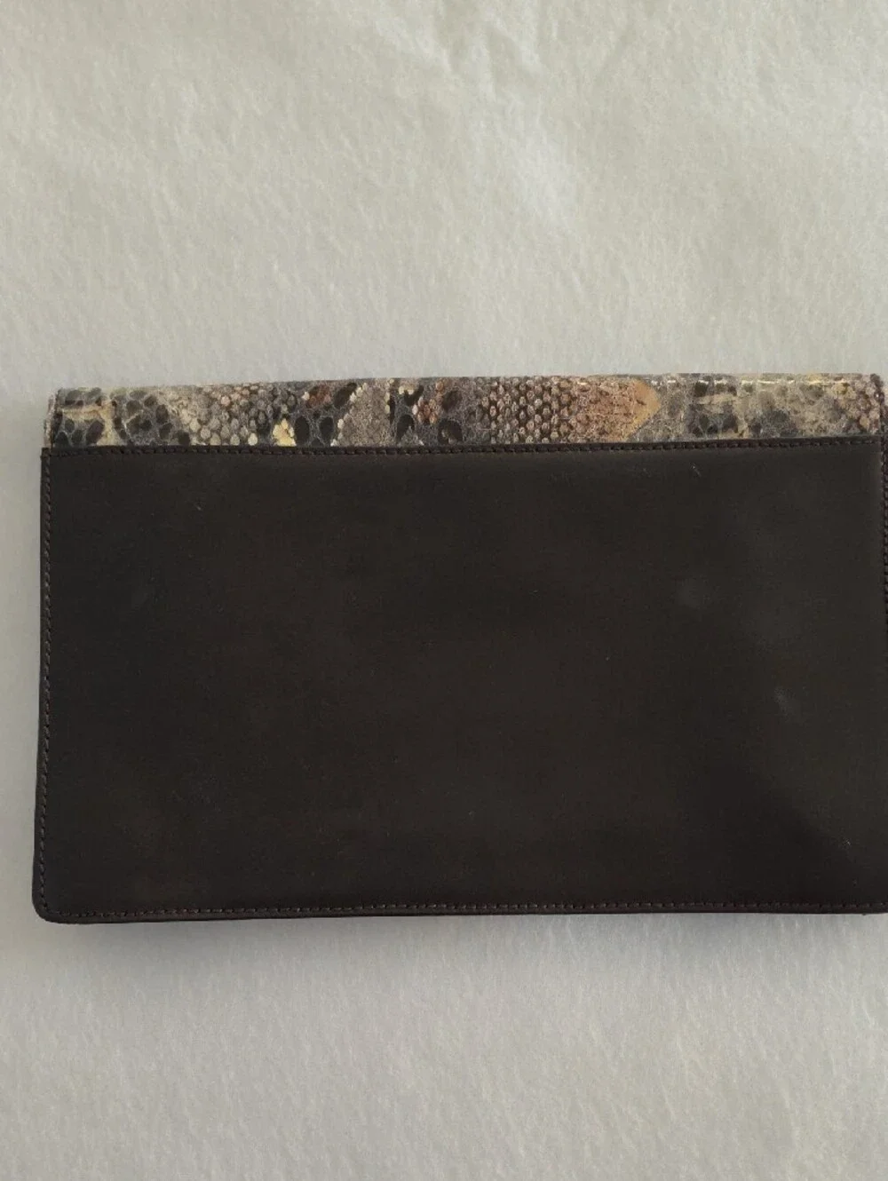 Banana Republic Snake-Print and Dark Brown Leather Wristlet Clutch
